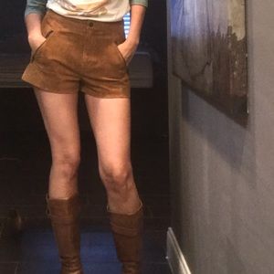 Retro Boho Festival Brown Suede Shorts